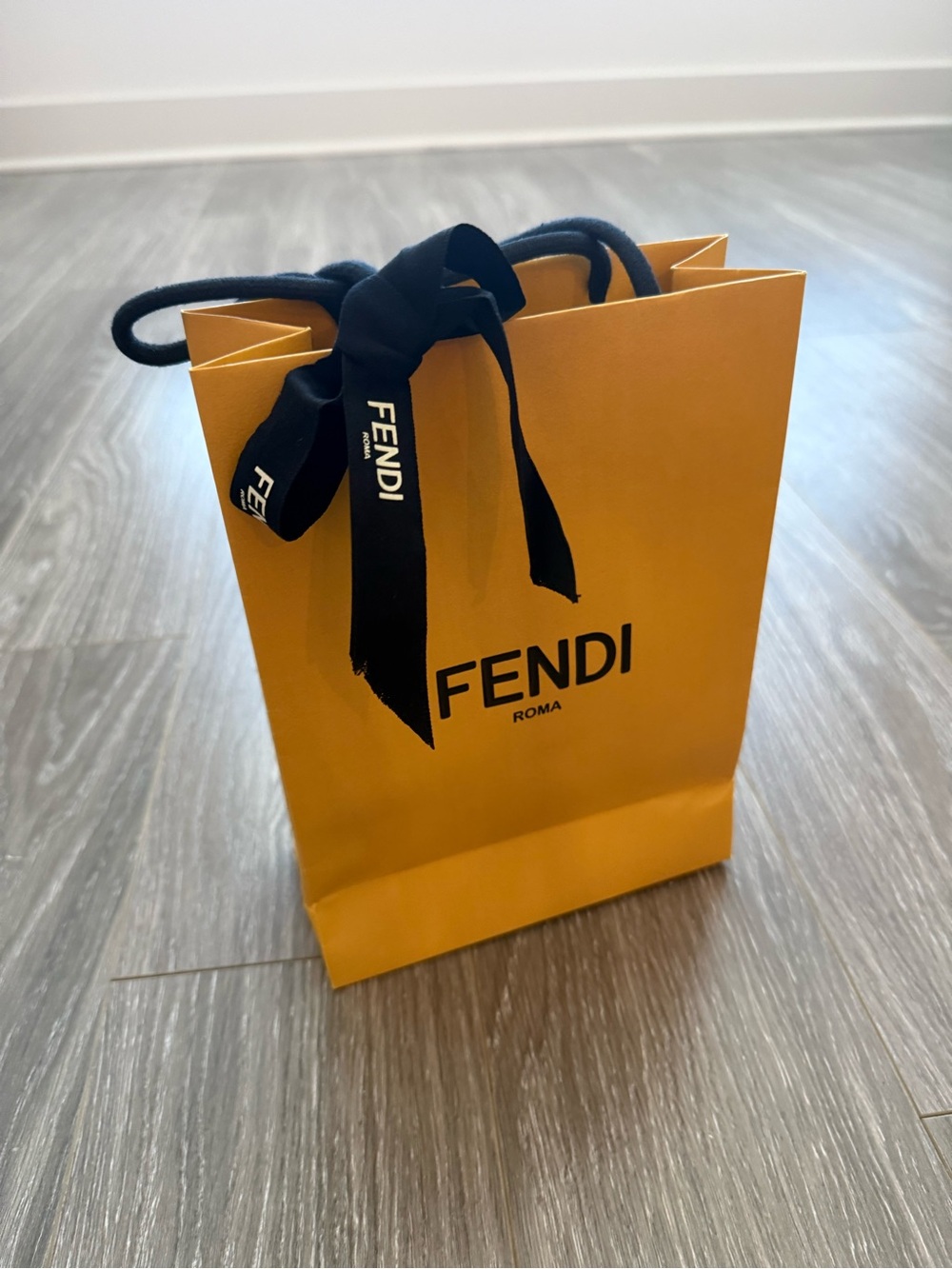 Fendi Yellow Gift Bag with Black Ribbon
